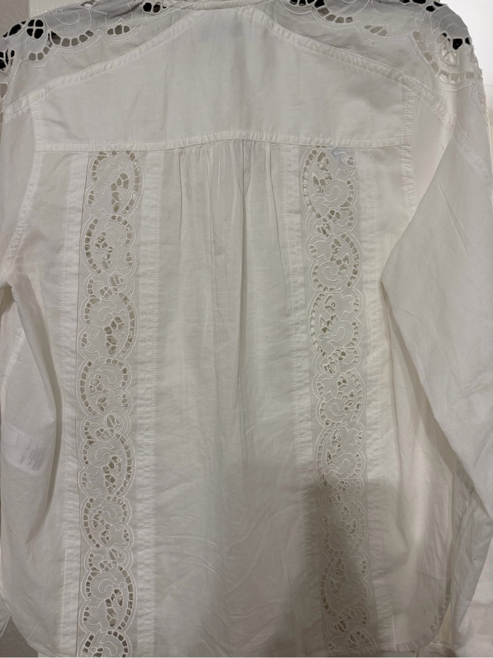 Madewell Women’s White Eyelet Pintuck Cotton Blouse size small NWT - Picture 5 of 5